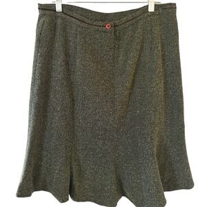 Cottagecore Womens A-Line Skirt Size UK 18 US 14 Green Tweed Made in UK Academia